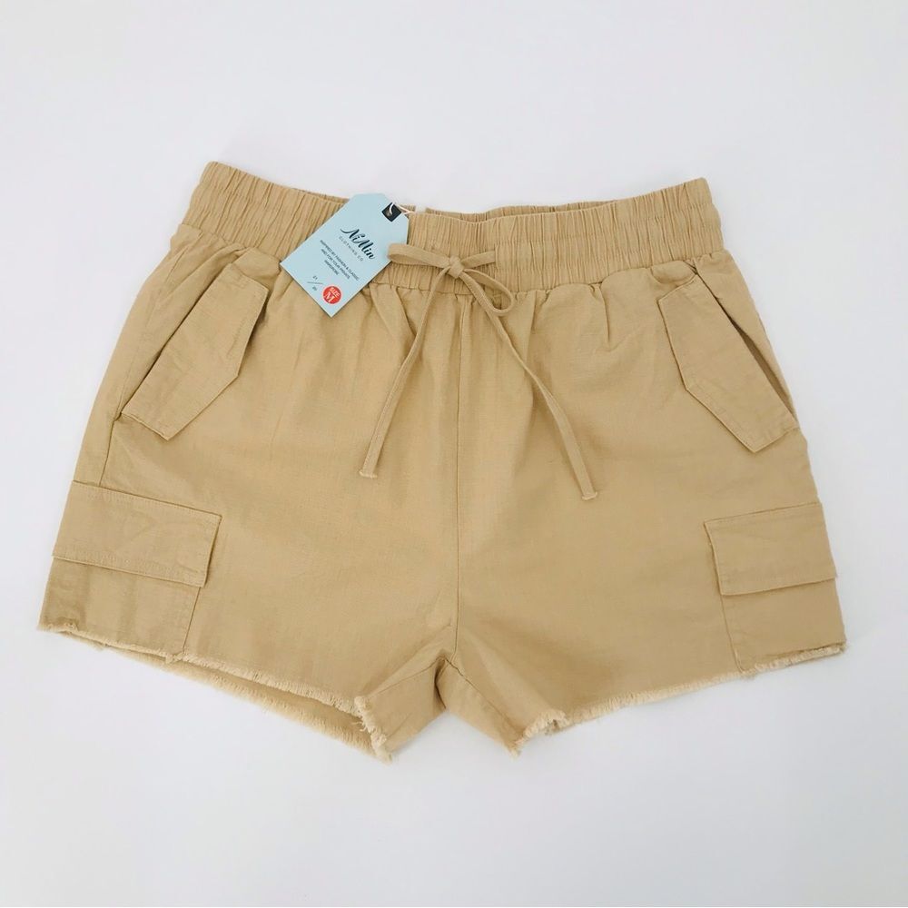 NiMin Dra string Raw Hem Mini Cargo pockets Shorts